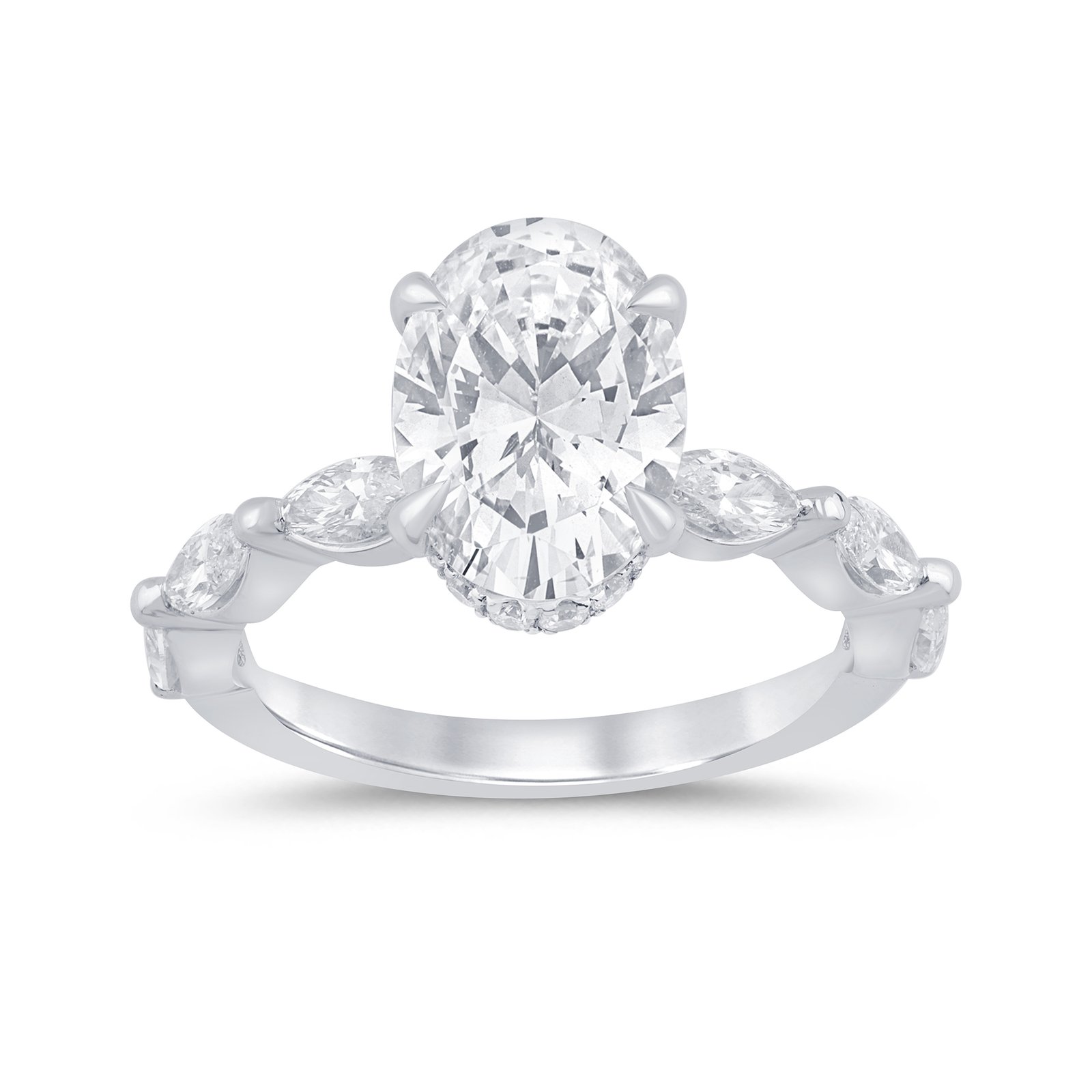 LG - 14K 3.98CT D-RING LDS MARQ/OVL/RDS CNTR OVL 3.02CT "CERTIFIED"